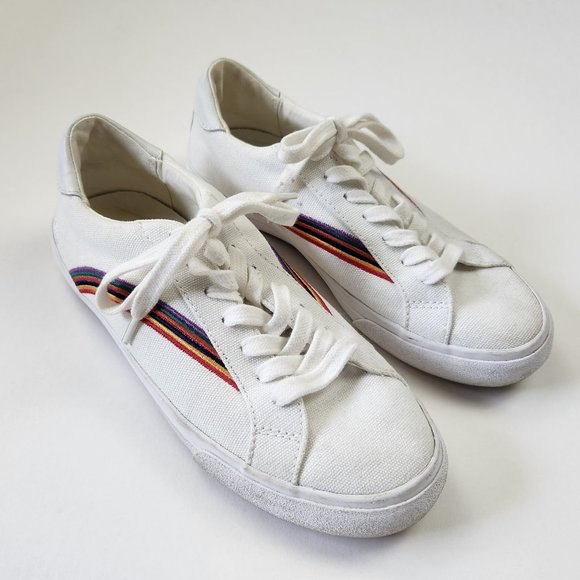 Madewell Shoes - Madewell Women's Sidewalk Low-Top Sneakers in Rainbow Embroidered Canvas sz 6.5